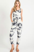 Load image into Gallery viewer, Clearance - LADIES BLACK AND WHITE TIE-DYE JUMPSUIT
