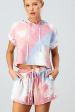 Load image into Gallery viewer, LADIES TIE DYE FRENCH TERRY SHORT SET - Pink - Blue
