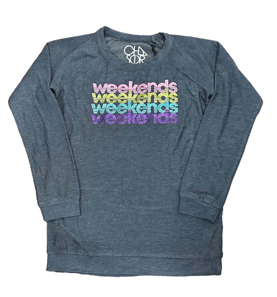 Clearance - Chaser Glitter Weekends Shirt